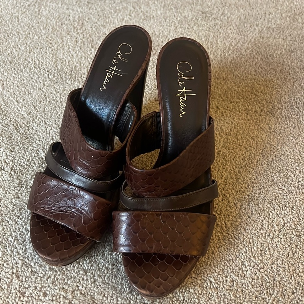 Cole Haan Strappy Textured Leather Sandals
